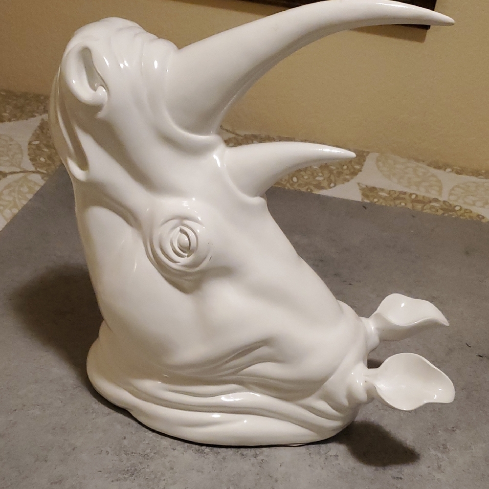 Elegant White Rhino Sculpture